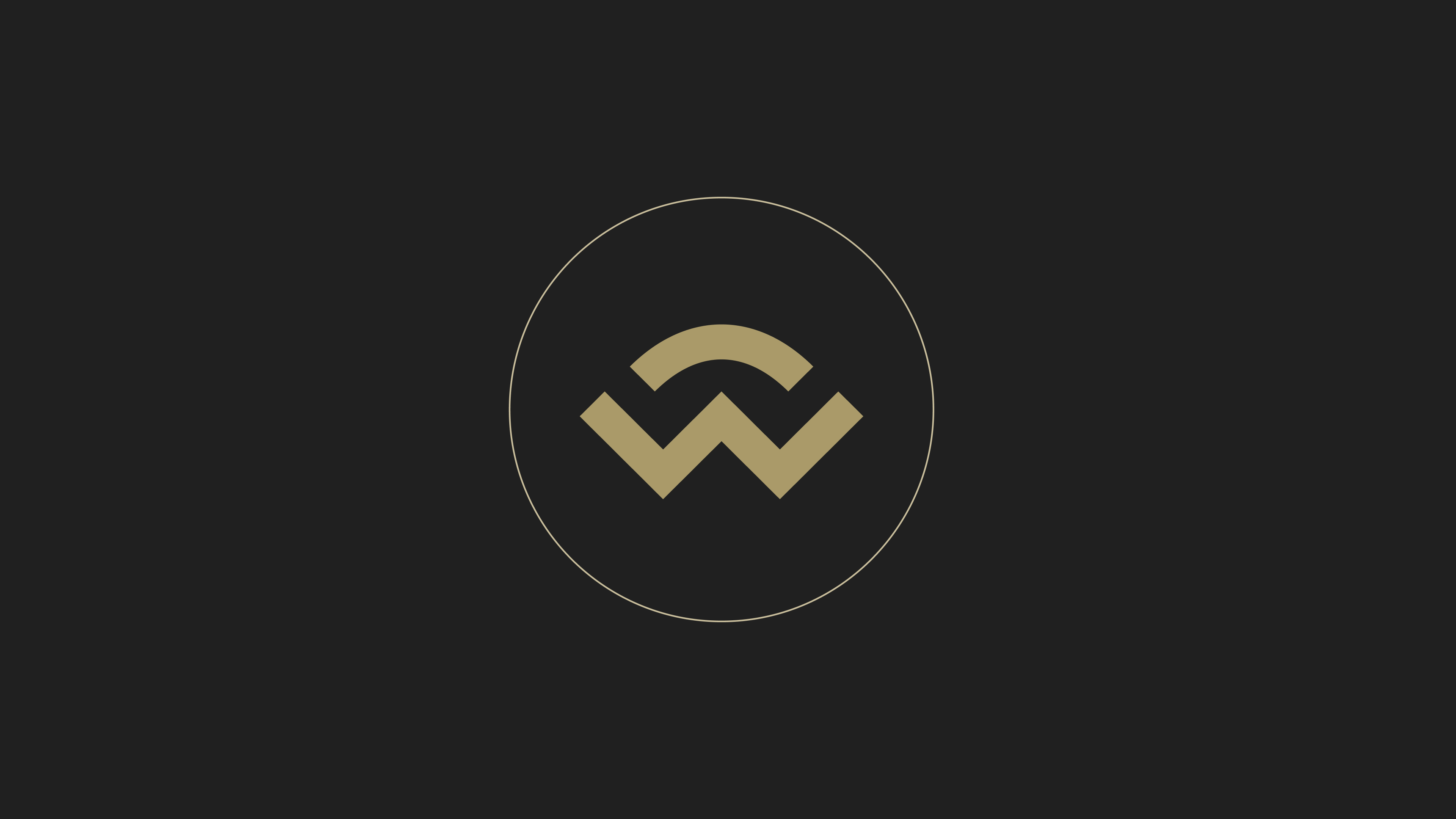 Gold WalletConnect logo in a golden circle with a black background